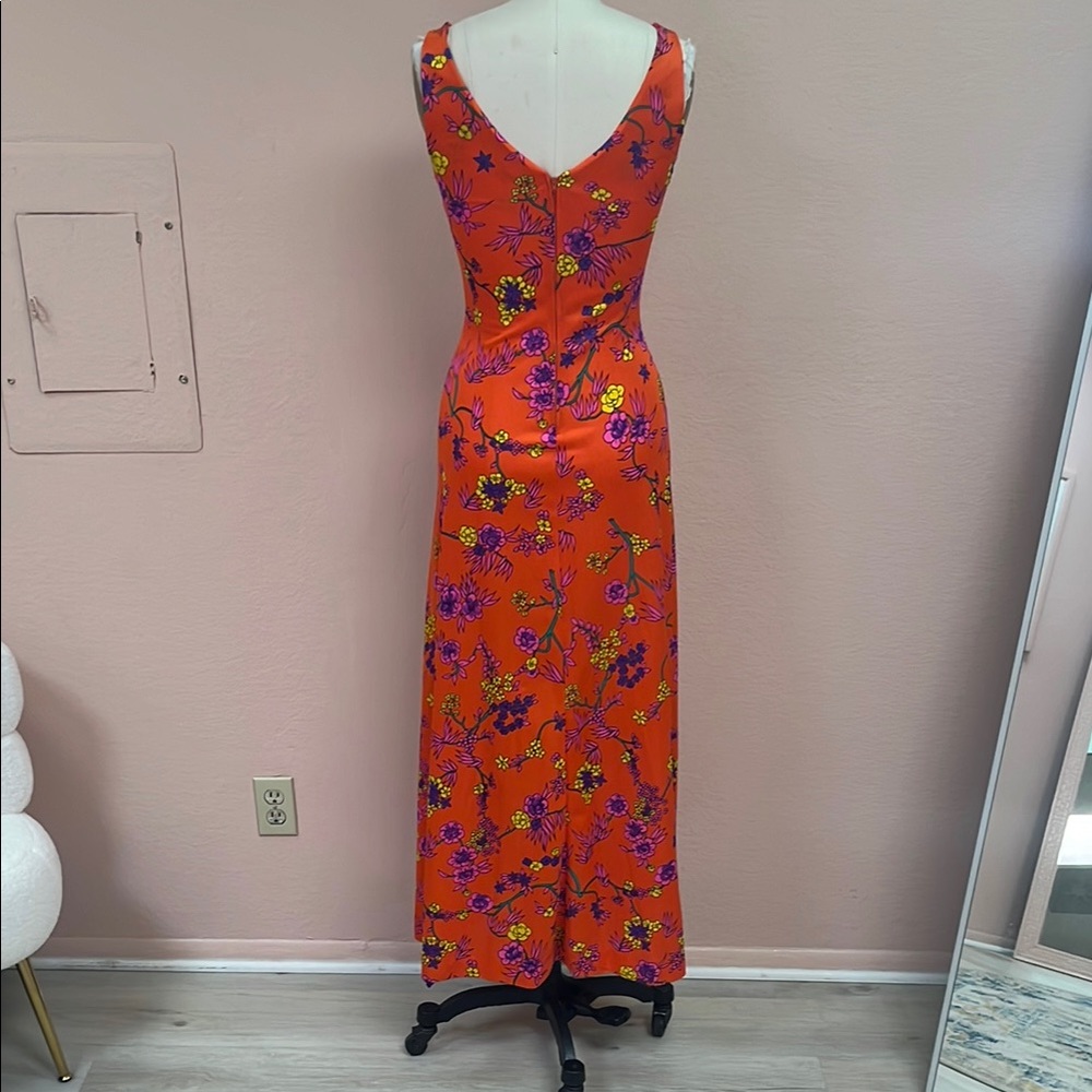 Vintage 70s Floral Maxi Dress in Orange and Purple - Picture 4 of 7